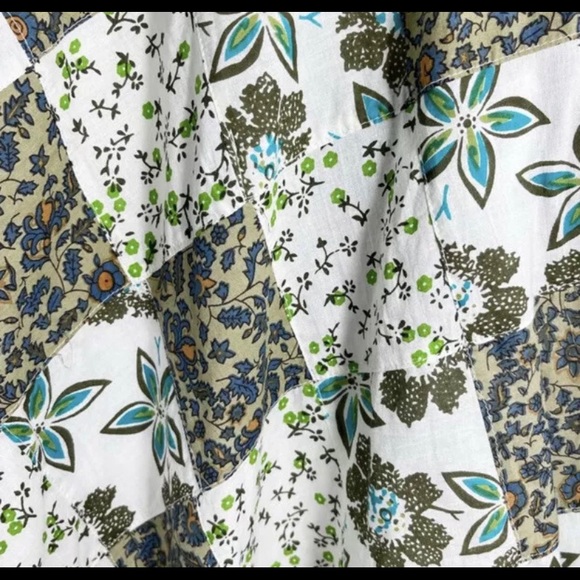 🆕 Anthropologie Raga Floral Patchwork Maxi Skirt Aqua Green Tan - Picture 5 of 9